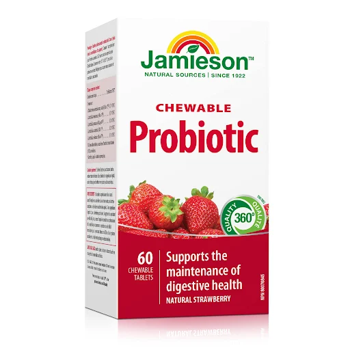 Jamieson Chewable Probiotic – Strawberry (60 Tablets)