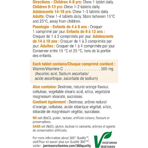 Jamieson Vitamin C 500mg Chewable Sweet Grape